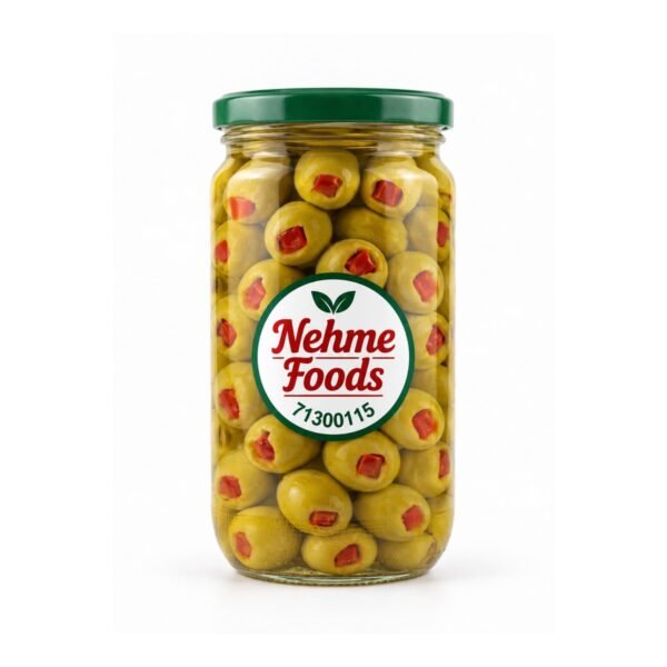 green olives stuffed with red peppar green olives stuffed with red peppar